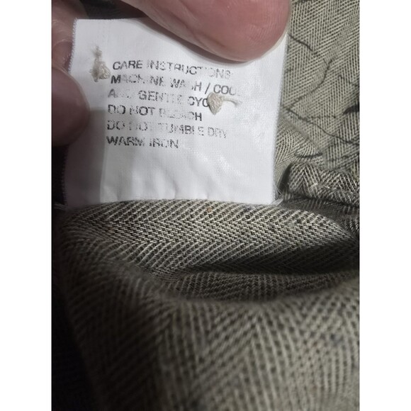 Vintage Merseta Italy Shirt Mens M Beige Herringbone Abstract Print Button Up - Picture 6 of 16
